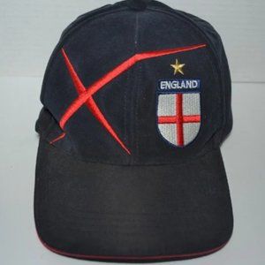 England Baseball Style Hat Black Red One Size Adjusting Strap